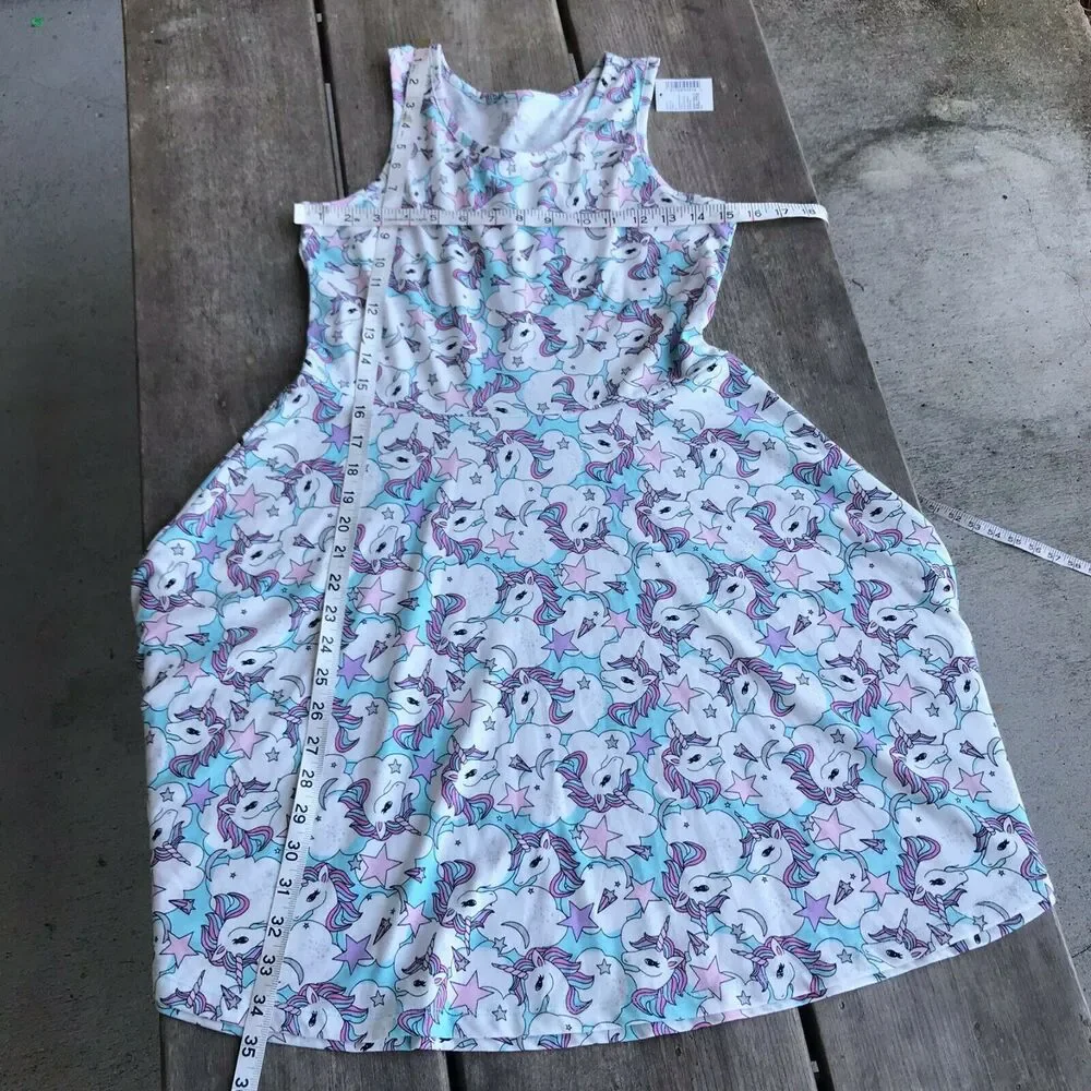 Children's Place Girls Dress Size XXL 16 Unicorn Tank‎ Fit and Flare NEW